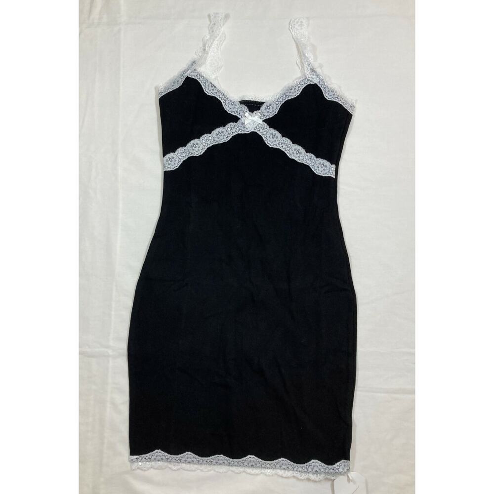 Fashion Sexy Lounge Lingerie Dress Women's Medium Black w/Lace Spaghetti Straps